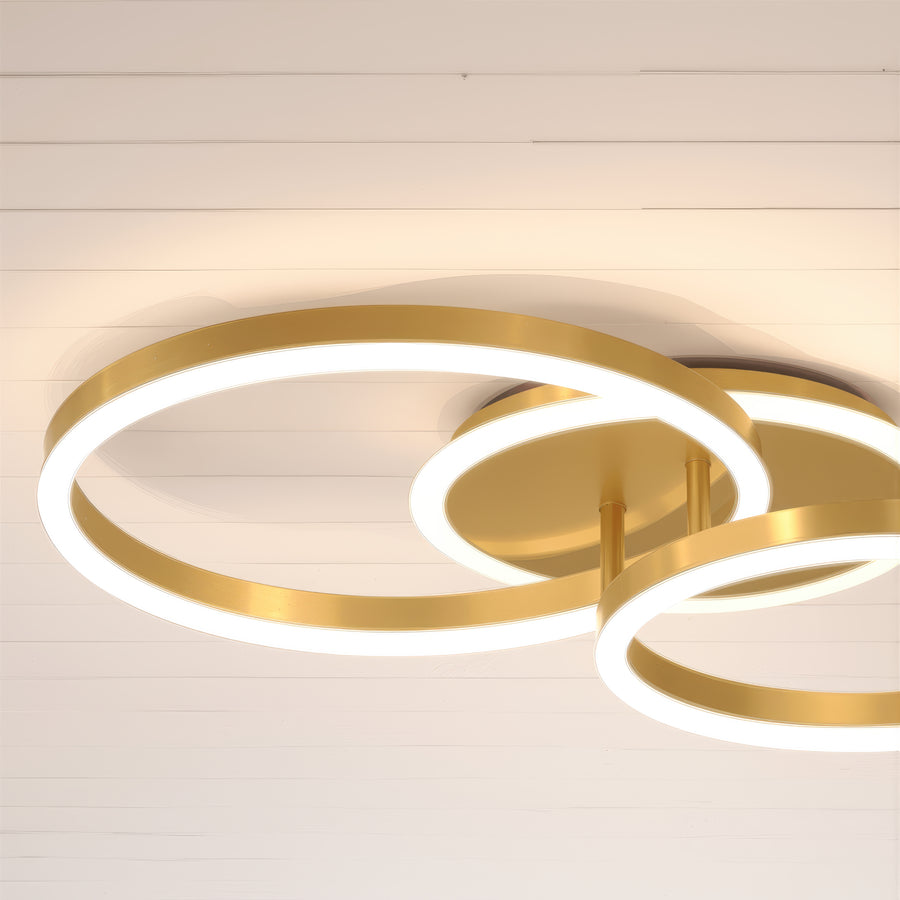 LED lustr s dálkovým ovládáním RINOVA 66W, 2 kruhy, studené/teplé/neutrální světlo, stmívatelné, lesklé zlaté LED lustry s dálkovým ovládáním Výchozí název Alessandro Design
