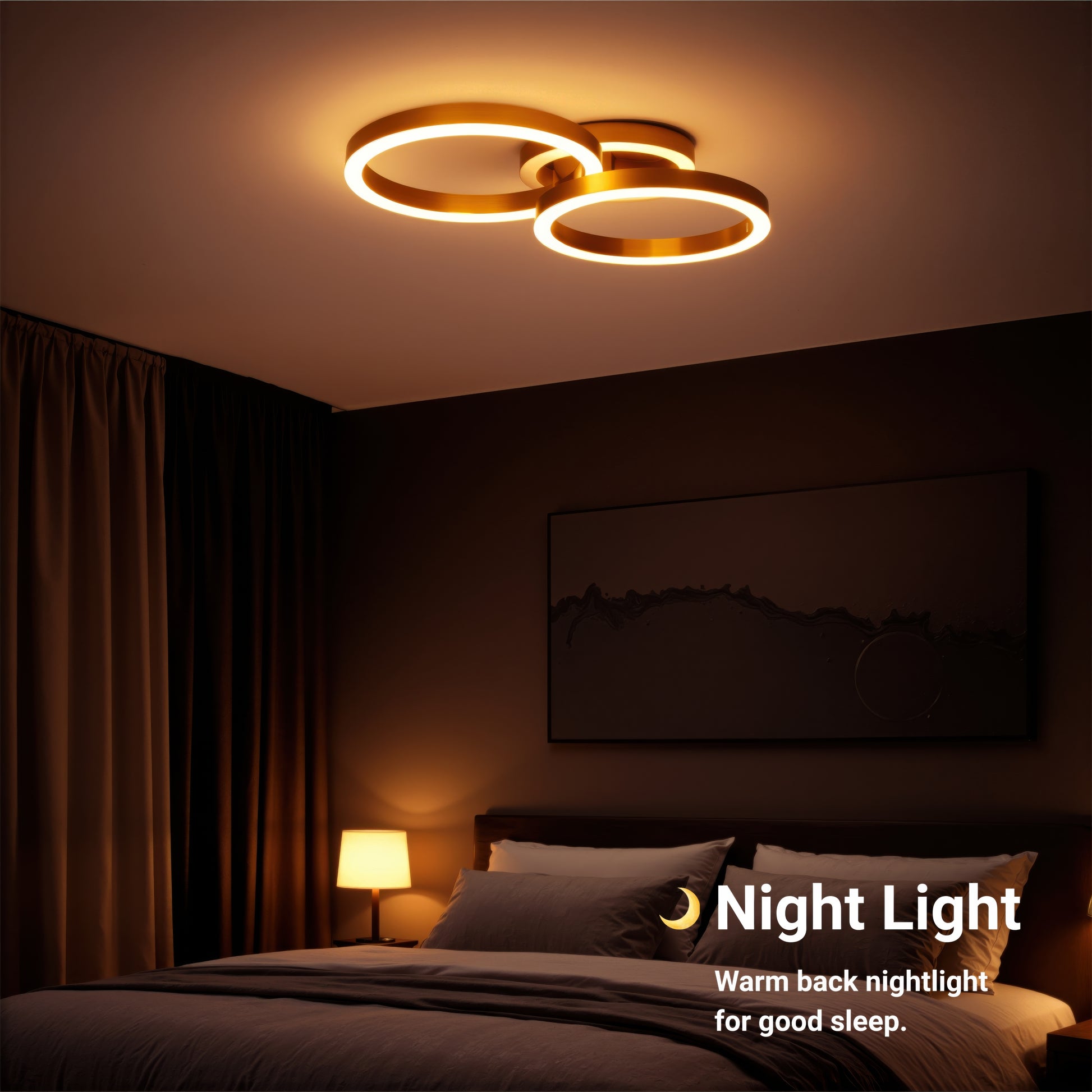 LED lustr s dálkovým ovládáním RINOVA 66W, 2 kruhy, studené/teplé/neutrální světlo, stmívatelné, lesklé zlaté LED lustry s dálkovým ovládáním Výchozí název Alessandro Design