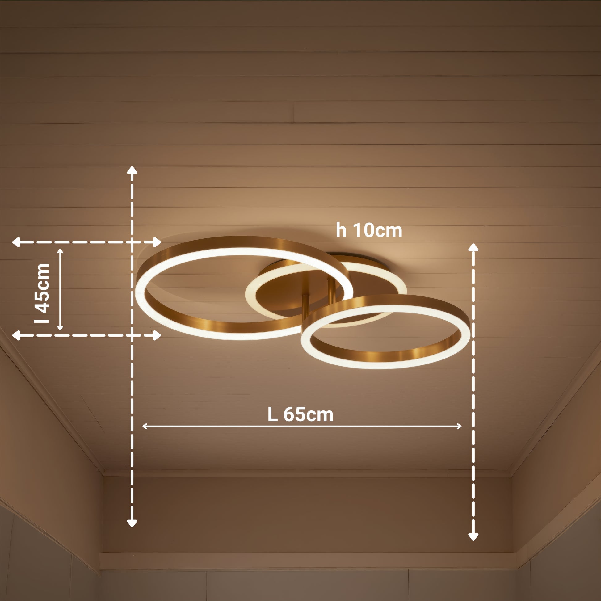 LED lustr s dálkovým ovládáním RINOVA 66W, 2 kruhy, studené/teplé/neutrální světlo, stmívatelné, lesklé zlaté LED lustry s dálkovým ovládáním Výchozí název Alessandro Design