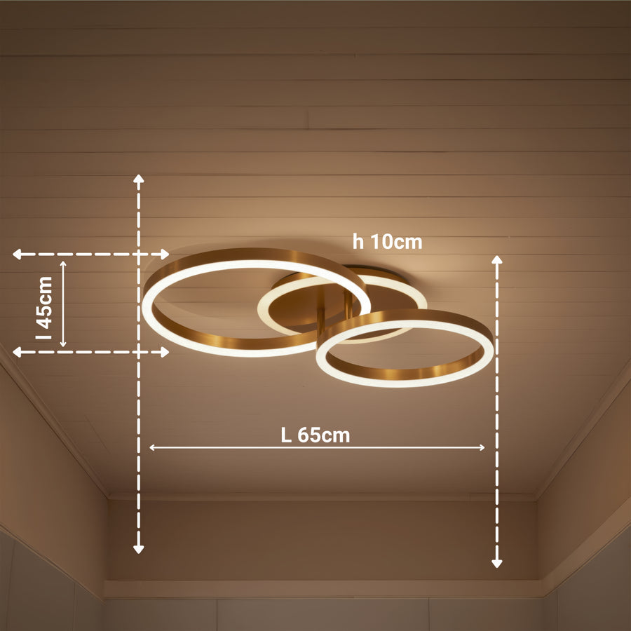 LED lustr s dálkovým ovládáním RINOVA 66W, 2 kruhy, studené/teplé/neutrální světlo, stmívatelné, lesklé zlaté LED lustry s dálkovým ovládáním Výchozí název Alessandro Design