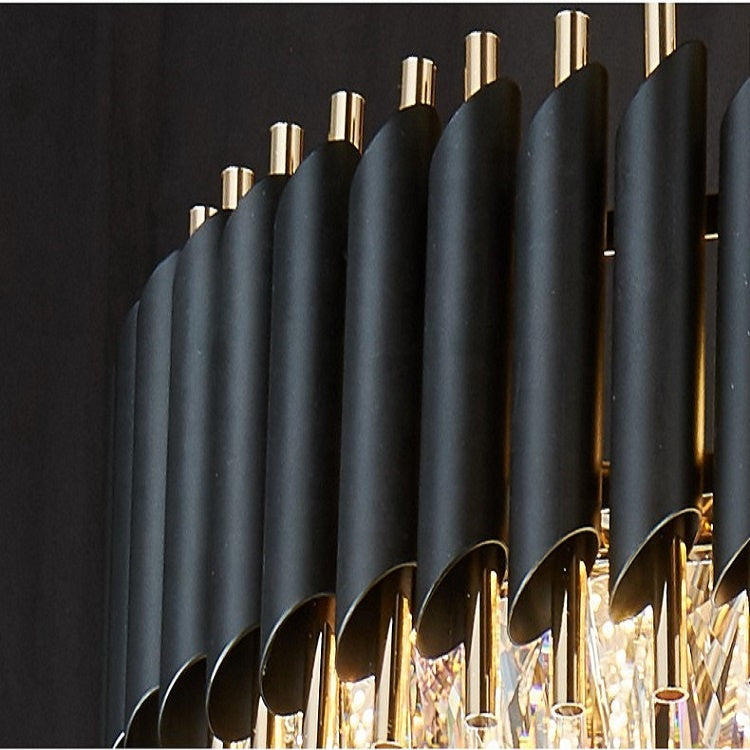 Křišťálový lustr VERSAILLES Eleganza 8x E14, 48 cm, lesklá zlatá a černá, nastavitelná výška Křišťálové lustry Výchozí název Alessandro Design