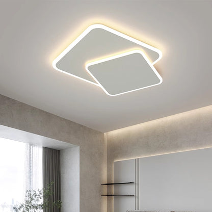LED lustr s dálkovým ovládáním FUTURA LUMINA 66W, 2 čtverce, studené/teplé/neutrální světlo, stmívatelné, bílý LED lustr s dálkovým ovládáním Výchozí název Alessandro Design