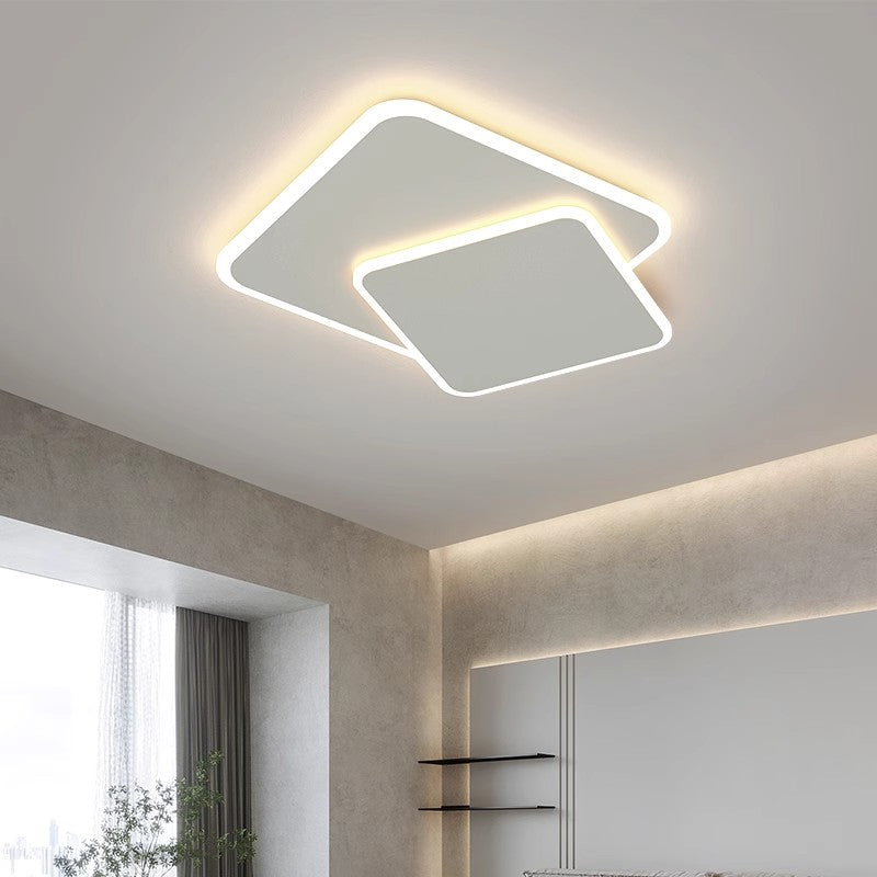 LED lustr s dálkovým ovládáním FUTURA LUMINA 66W, 2 čtverce, studené/teplé/neutrální světlo, stmívatelné, bílý LED lustr s dálkovým ovládáním Výchozí název Alessandro Design