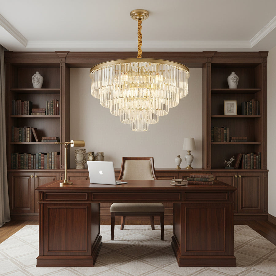 Křišťálový lustr CHAMBORD Eleganza 8xE14, Průměr 48cm, Matt Gold Křišťálové lustry Výchozí název Alessandro Design