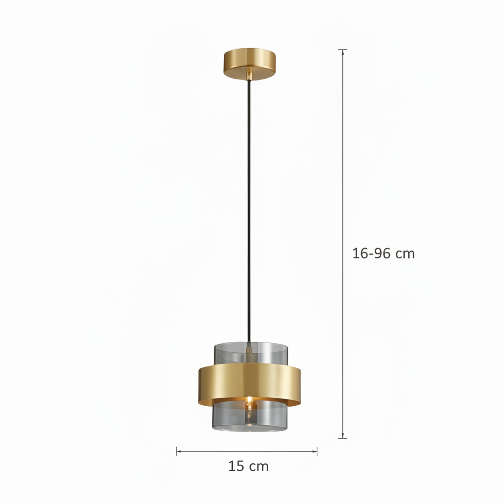 Lustra Suspendata LC855/1GY, 1XE27, Inaltime Reglabila, Sticla si Metal Lustre Moderne Default Title Alessandro Design