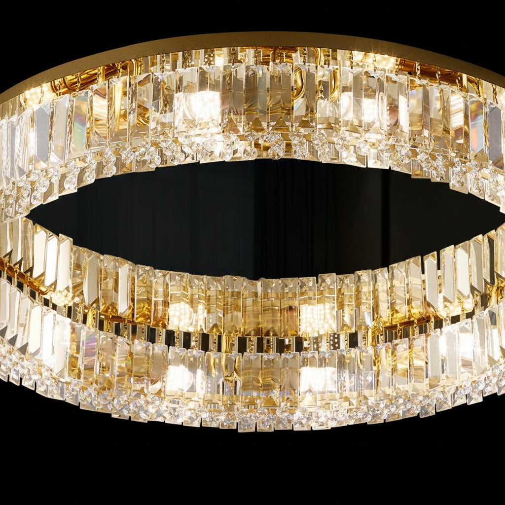 LED lustr s dálkovým ovládáním a krystalem VERTUS 18W, 30cm, Kruh, Studené/Teplé/Neutrální světlo, Stmívatelné, Zlaté LED lustry s dálkovým ovládáním Výchozí název Alessandro Design