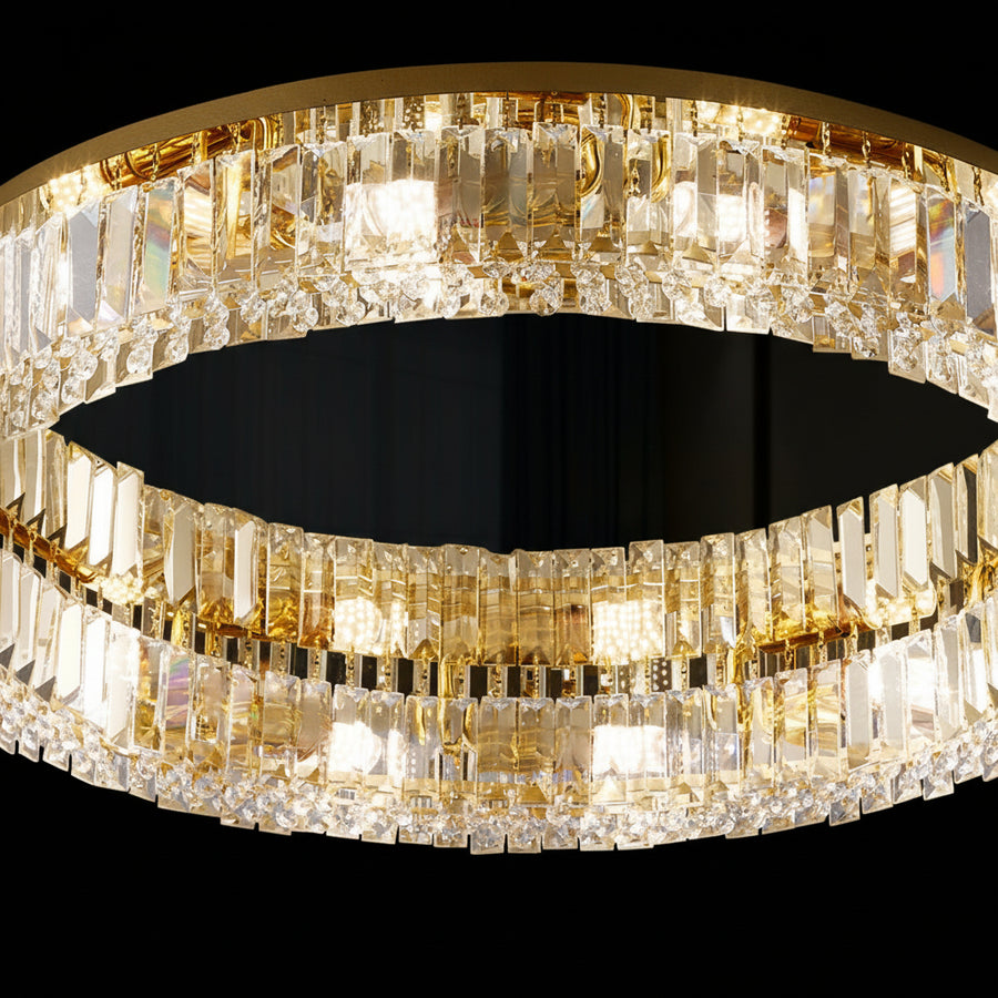 LED lustr s dálkovým ovládáním a krystalem VERTUS 18W, 30cm, Kruh, Studené/Teplé/Neutrální světlo, Stmívatelné, Zlaté LED lustry s dálkovým ovládáním Výchozí název Alessandro Design