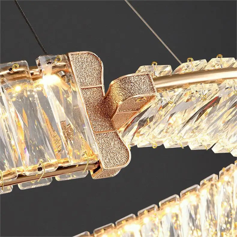 Závěsný LED křišťálový lustr PRISM REGAL 117W, 2 kruhy, Studené/Teplé/Neutrální světlo, Stmívatelné, Zlaté, Výškově nastavitelné Křišťálové LED lustry Výchozí název Alessandro Design