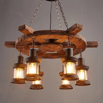 Lustra Vintage LV592/6BK, 6xE27, Rustic Barn, Sfoara si Metal, 70cm, Maro Lustre Vintage Default Title Alessandro Design