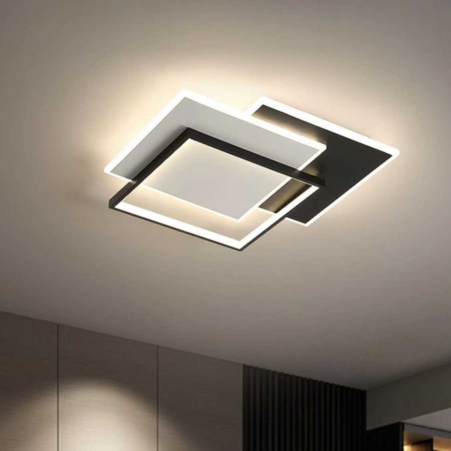 LED lustr s dálkovým ovládáním CHIARA 98W, 3 čtverce, studené/teplé/neutrální světlo, stmívatelné, černé LED lustry s dálkovým ovládáním Výchozí název Alessandro Design