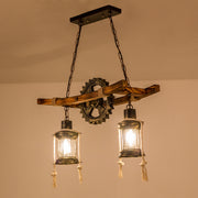 Lustra Vintage cu Franghie LV590/2BK, 2xE27 Lemn Inchis Lustre Vintage Default Title Alessandro Design