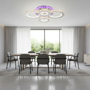 LED lustr s dálkovým ovládáním a krystalem NOVA ROTONDA RGB 82W, 4 kruhy, studené/teplé/neutrální světlo, stmívatelné, Chrome LED lustry a krystaly Výchozí název Alessandro Design