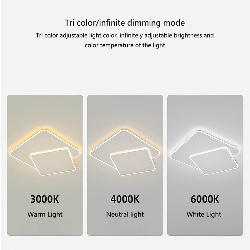 LED lustr s dálkovým ovládáním FUTURA LUMINA 66W, 2 čtverce, studené/teplé/neutrální světlo, stmívatelné, bílý LED lustr s dálkovým ovládáním Výchozí název Alessandro Design