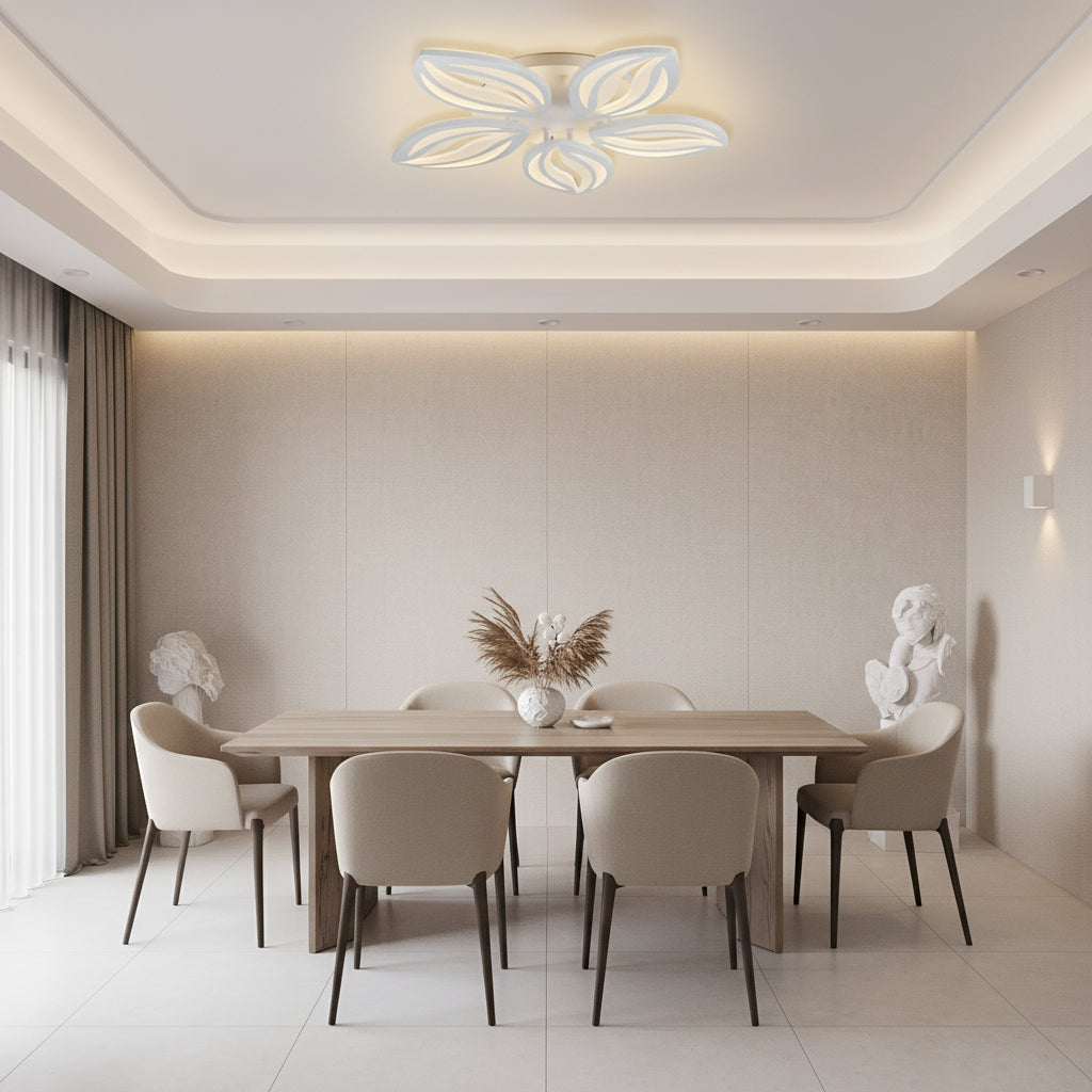 LED lustr s dálkovým ovládáním ORCHID 66W, 5 okvětních lístků, studené/teplé/neutrální světlo, stmívatelné, bílý LED lustr s dálkovým ovládáním Výchozí název Alessandro Design