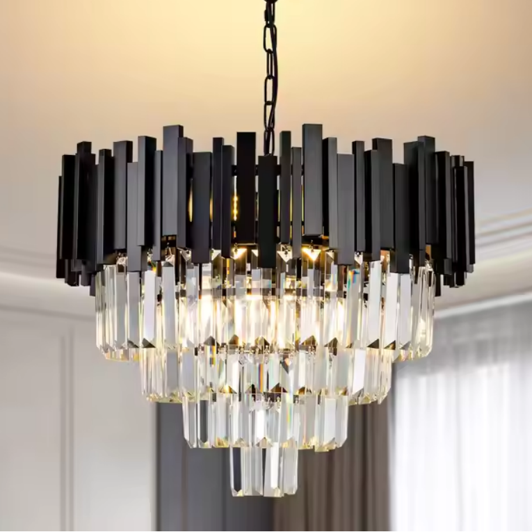 BLOIS Magno křišťálový lustr 8x E14 D60 cm Černé zlato Křišťálové lustry s nastavitelnou výškou Výchozí název Alessandro Design