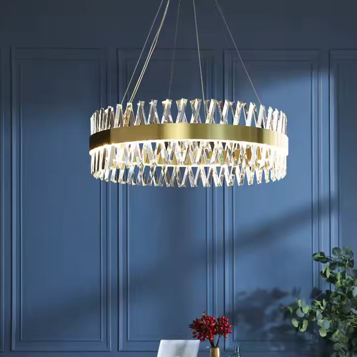 CASERTA Eleganza LED lustr s dálkovým ovládáním, 54W, stmívatelný, průměr 50cm, zlaté křišťálové lustry Výchozí název Alessandro Design