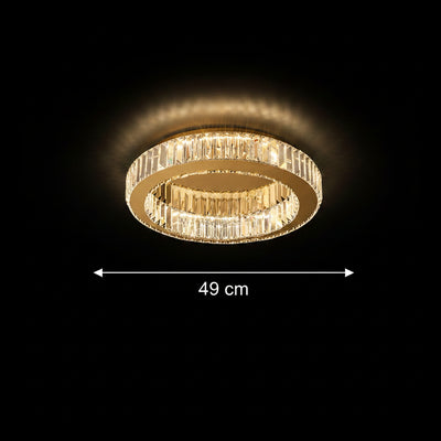 LED lustr s dálkovým ovládáním a krystalem VERTUS 18W, 30cm, Kruh, Studené/Teplé/Neutrální světlo, Stmívatelné, Zlatá