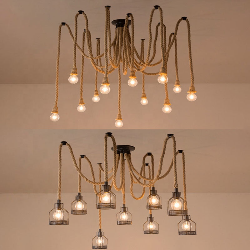 Vintage Lustr LV121/10BK, 10xE27, Rustikální, Struna a kov, 2x100cm, Černá Podpora Vintage Lustry Výchozí název Alessandro Design