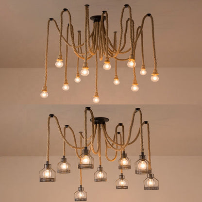 Vintage Lustr LV121/10BK, 10xE27, Rustikální, Struna a kov, 2x100cm, Černá Podpora Vintage Lustry Výchozí název Alessandro Design