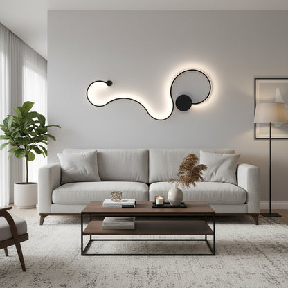 LED nástěnné svítidlo Delilah 36W Dekorativní studený/teplý/neutrální světlý kov a černý silikon Vnitřní nástěnná svítidla Výchozí název Alessandro Design