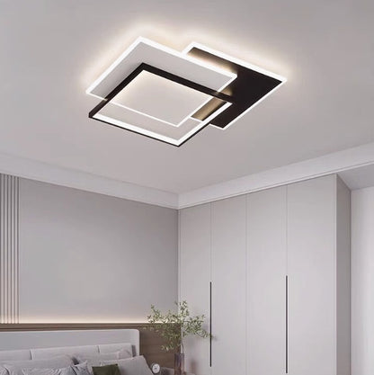LED lustr s dálkovým ovládáním CHIARA 98W, 3 čtverce, studené/teplé/neutrální světlo, stmívatelné, černé LED lustry s dálkovým ovládáním Výchozí název Alessandro Design