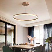 Závěsný LED lustr, ANINA, 34W, 1 kruh, Průměr 50 cm, Studené/Teplé/Neutrální světlo 3000K/4000K/6000K, Stmívatelné, Lesklá zlatá bílá, Nastavitelná výška, Kovové a akrylové LED lustry s dálkovým ovládáním Výchozí název Alessandro Design