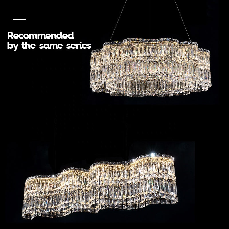 Candelabru Cristal LED cu Telecomanda WAVE Regalis, 52W, Lumina Calda/Rece/Neutra Inaltime Reglabila, Lumina Dimabila, Metal si Cristal Lustre LED cu Telecomanda Default Title Alessandro Design