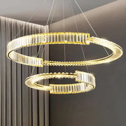 Závěsný LED křišťálový lustr PRISM REGAL 117W, 2 kruhy, Studené/Teplé/Neutrální světlo, Stmívatelné, Zlaté, Výškově nastavitelné Křišťálové LED lustry Výchozí název Alessandro Design