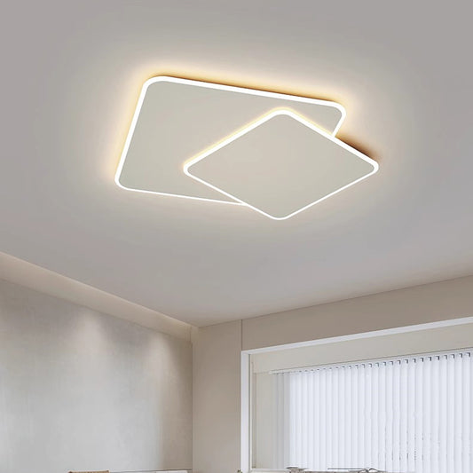 LED lustr s dálkovým ovládáním FUTURA LUMINA 66W, 2 čtverce, studené/teplé/neutrální světlo, stmívatelné, bílý LED lustr s dálkovým ovládáním Výchozí název Alessandro Design