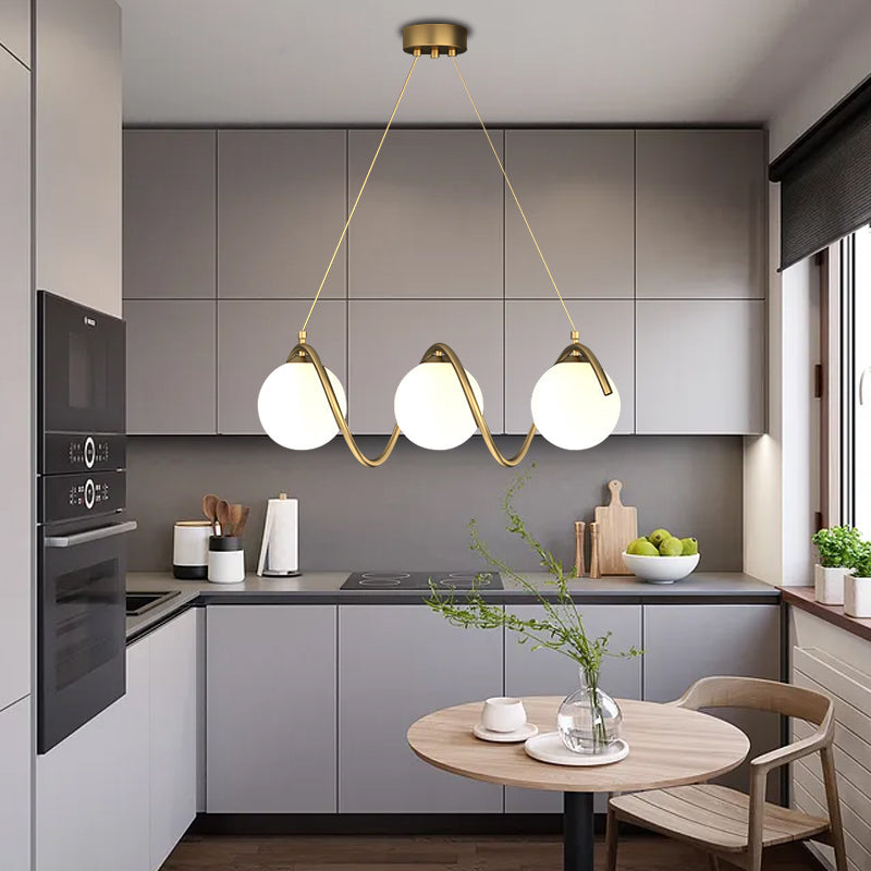 Lustr LOFT Haven, 3x G9, bílé zlato, kov, nastavitelná výška, moderní moderní lustry Výchozí název Alessandro Design