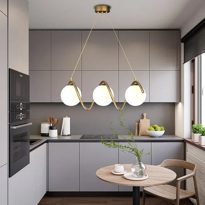 Lustr LOFT Haven, 3x G9, bílé zlato, kov, nastavitelná výška, moderní moderní lustry Výchozí název Alessandro Design