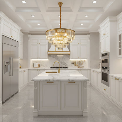 Křišťálový lustr CHAMBORD Eleganza 8xE14, Průměr 48cm, Matt Gold Křišťálové lustry Výchozí název Alessandro Design