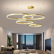 Lustra LED suspendata cu telecomanda LT813/4GD 139W, 4 Cercuri, lumina Rece/Calda/Neutra, Dimabila, Auriu, Inaltime Reglabila Lustre LED cu Telecomanda Default Title Alessandro Design