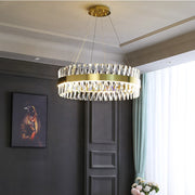 CASERTA Magno LED lustr s dálkovým ovládáním, 68W, stmívatelný, 3000K/4000K/6000K, průměr 60cm, zlaté křišťálové lustry Výchozí název Alessandro Design