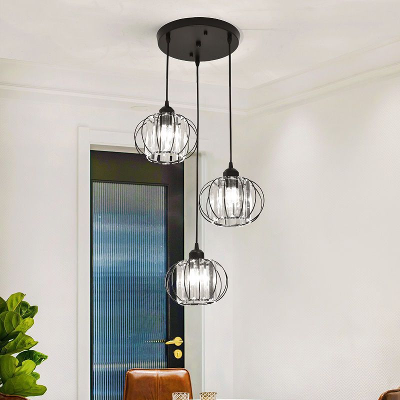 Lustra Monica, 3 X E27, Negru, Metal si Sticla Lustre Clasice Default Title Alessandro Design