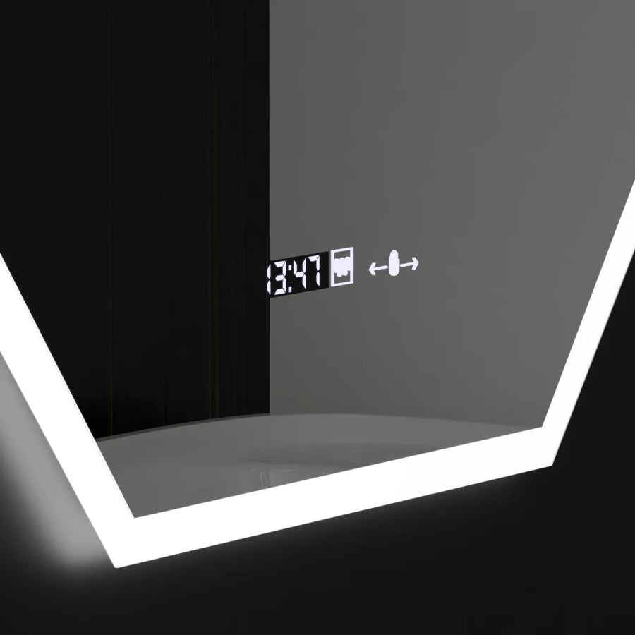 Polygonové LED zrcadlo, 60X80cm, Hexaluce Marcello MotionGlow Sensor, De-fogging System, Clock & Teploměr, Dimabila Marcello Mirrors Výchozí název Alessandro Design
