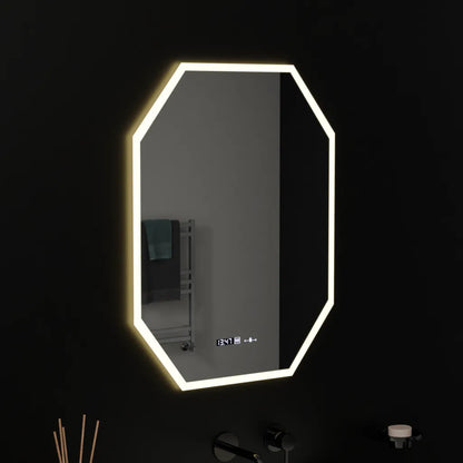 Polygonové LED zrcadlo, 60X80cm, Hexaluce Marcello MotionGlow Sensor, De-fogging System, Clock & Teploměr, Dimabila Marcello Mirrors Výchozí název Alessandro Design