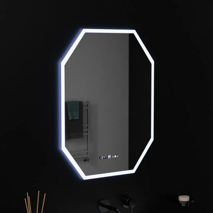 Polygonové LED zrcadlo, 60X80cm, Hexaluce Marcello MotionGlow Sensor, De-fogging System, Clock & Teploměr, Dimabila Marcello Mirrors Výchozí název Alessandro Design