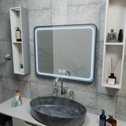 Obdélníkové LED zrcadlo 90x75cm EDGE Touch Demister System, černý rám zrcadla Korman E Výchozí název Alessandro Design
