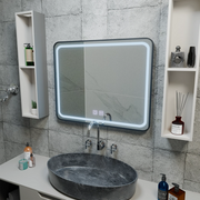 Obdélníkové LED zrcadlo 80x60cm - EDGE Touch Demister System, černý rám