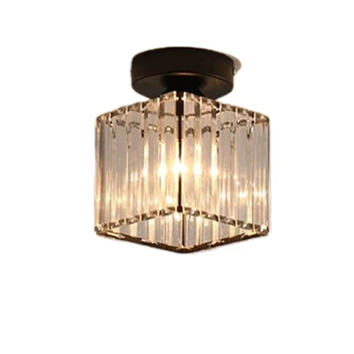 Lustr Georgiana LC111BK, 1xE27, Průměr 12 cm, Výška 17 cm, IP20, Černá, Křišťál, Žehlička, Žárovky nejsou součástí balení
