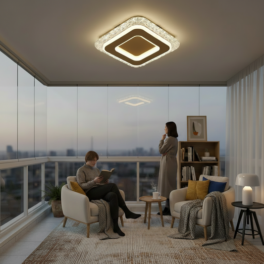 Lustra LED AGOL Petito, 29W, Dimensiune 20x20cm, Lumina Calda/Neutra/Rece, Auriu, Metal si Acril