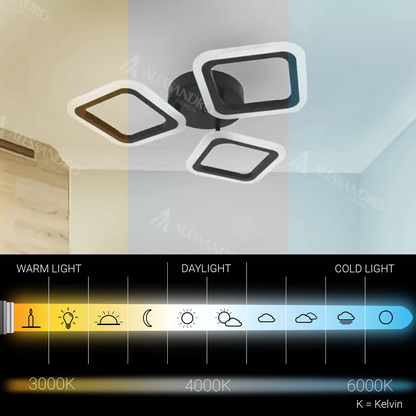 LED lustr PULSARIS 40W, 3 čtverce, studené/teplé/neutrální světlo, černé LED lustry Výchozí název Alessandro Design