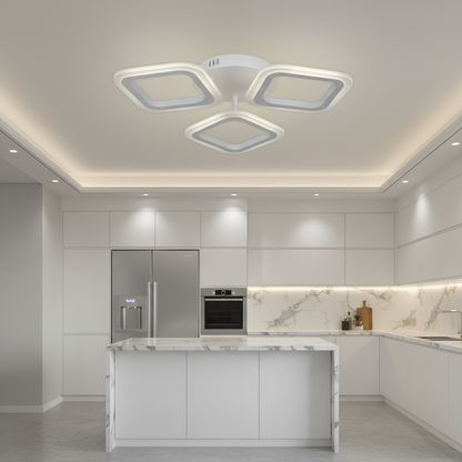 LED lustr ERIKA 20W, 3 čtverce, neutrální světlo 4000k, bílé, kovové a akrylové aplikované LED lustry Výchozí název Alessandro Design