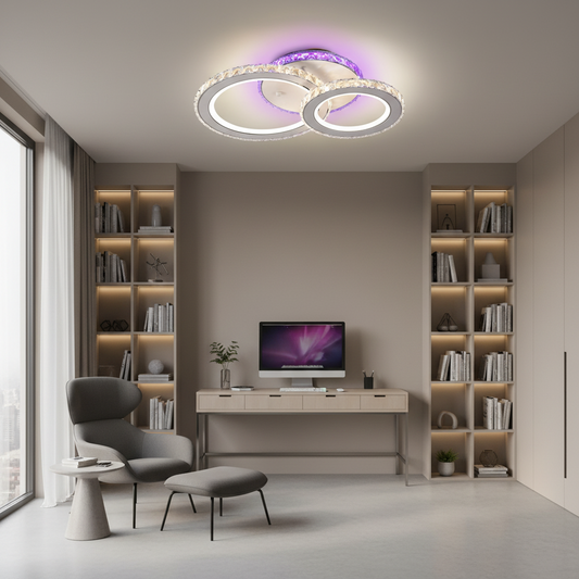 LED lustr s dálkovým ovládáním a krystalem NOVA ROTONDA RGB 42W, 2 kruhy, studené/teplé/neutrální světlo, stmívatelné, bílý LED lustr s dálkovým ovládáním Výchozí název Alessandro Design
