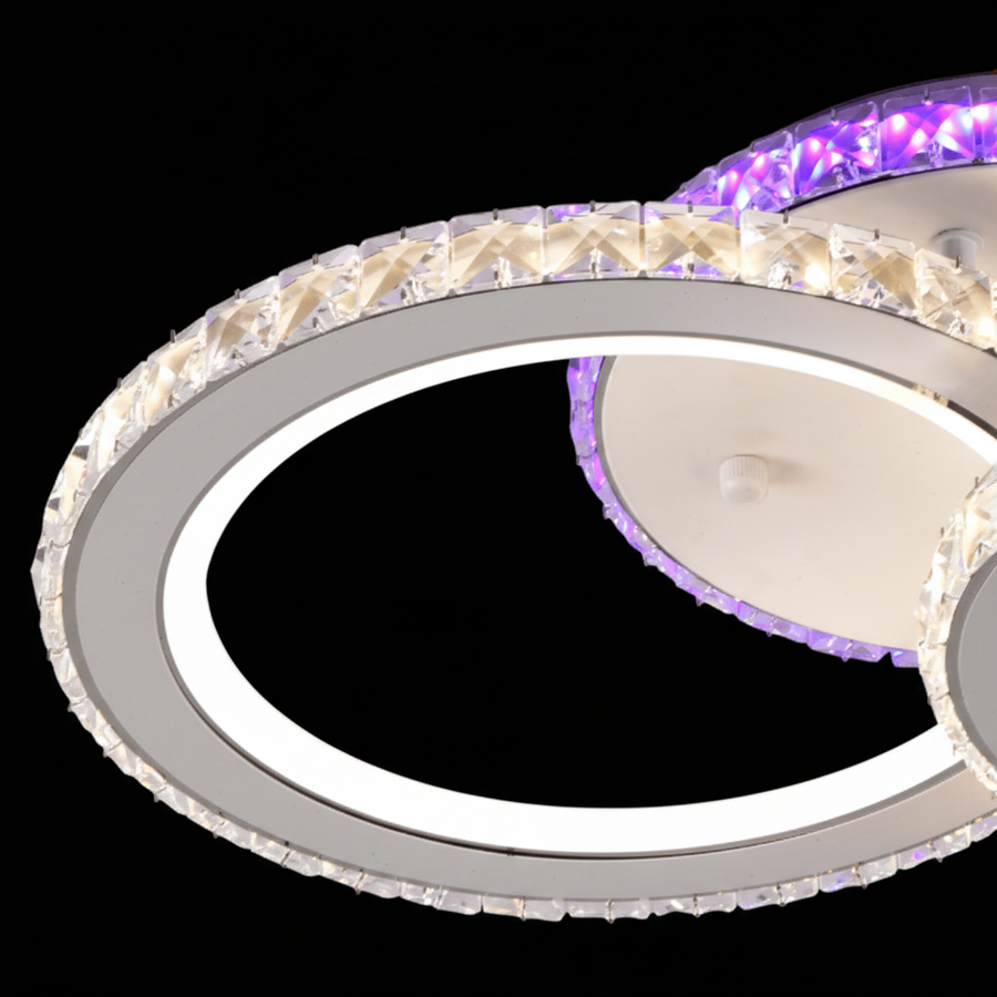 LED lustr s dálkovým ovládáním a krystalem NOVA ROTONDA RGB 42W, 2 kruhy, studené/teplé/neutrální světlo, stmívatelné, bílý LED lustr s dálkovým ovládáním Výchozí název Alessandro Design
