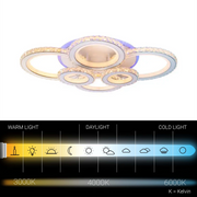 LED lustr s dálkovým ovládáním a krystalem NOVA ROTONDA RGB 145W, 6 kruhů, studené/teplé/neutrální světlo, stmívatelné, bílé křišťálové LED lustry Výchozí název Alessandro Design