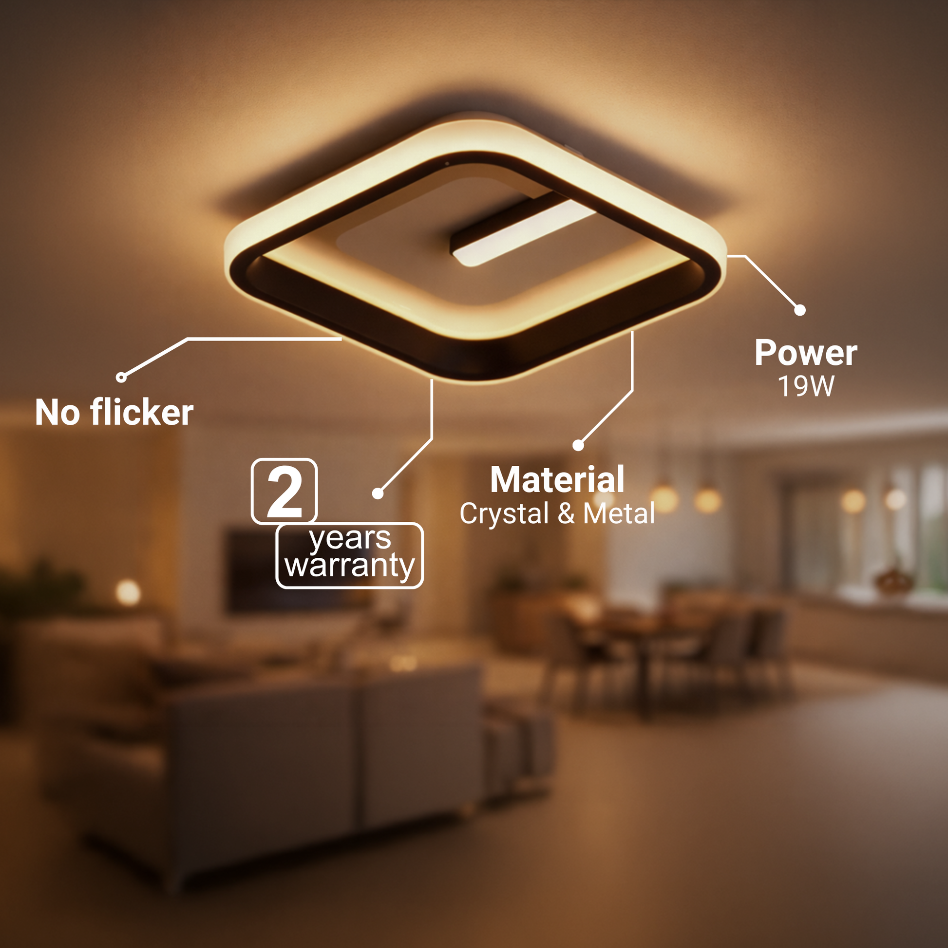 LED lustr VICTORIA 19W, čtvercový, studené/teplé/neutrální světlo, černá, bílá LED lustr Výchozí název Alessandro Design