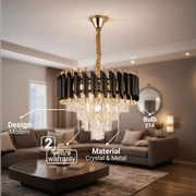 Křišťálový lustr VERSAILLES Nobile 5xE14, průměr 40cm, lesklé zlaté a černé křišťálové lustry Výchozí název Alessandro Design