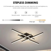 LED lustr s dálkovým ovládáním LINEX, 52W, 4 prvky, lineární, studené/teplé/neutrální světlo, stmívatelné, černé LED lustry s dálkovým ovládáním Výchozí název Alessandro Design